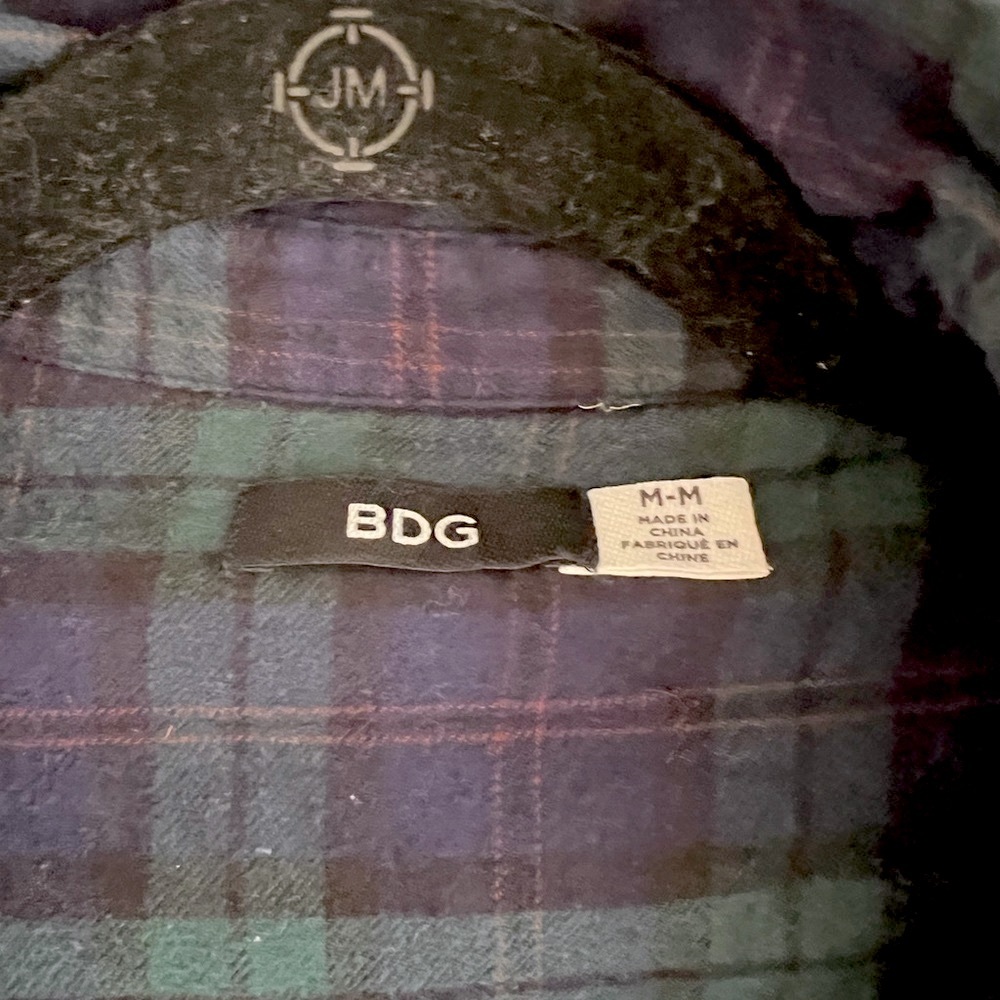 Urban Outfitters BDG Navy Blue and Green Plaid Oversized Flannel Shirt - Picture 3 of 6
